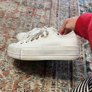 Platform Converse White and Gold Women's Sneakers